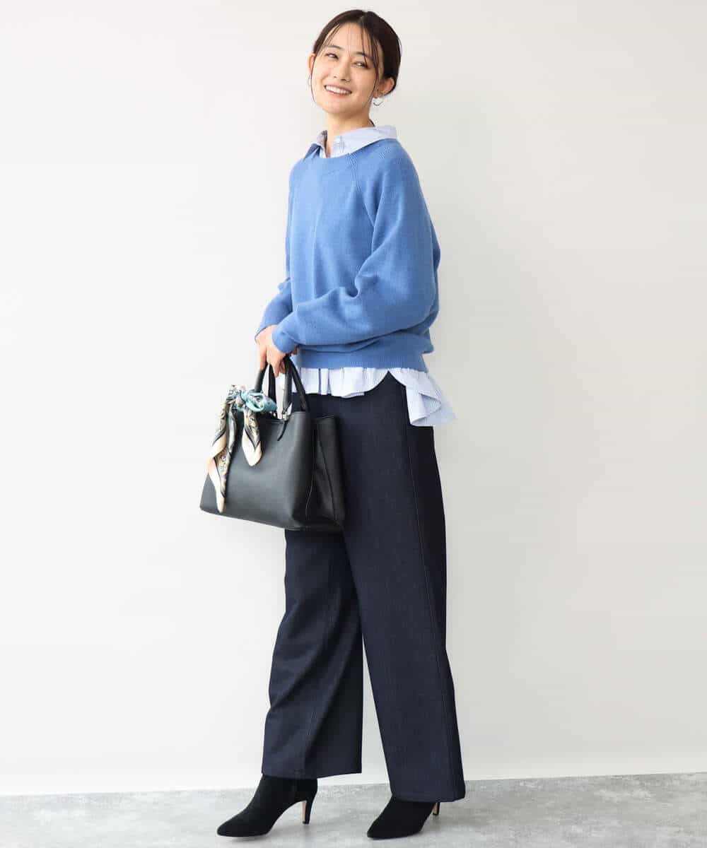 FKFDG67150 MK MICHEL KLEIN(MK ミッシェルクラン) [洗える]片畦編みラグランスリーブニット アイボリー