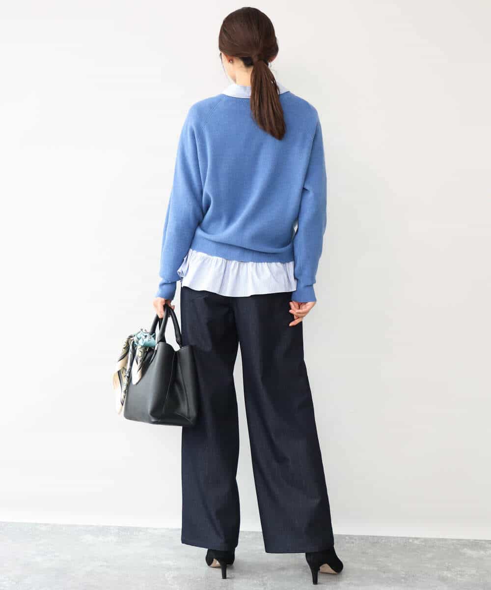 FKFDG67150 MK MICHEL KLEIN(MK ミッシェルクラン) [洗える]片畦編みラグランスリーブニット アイボリー