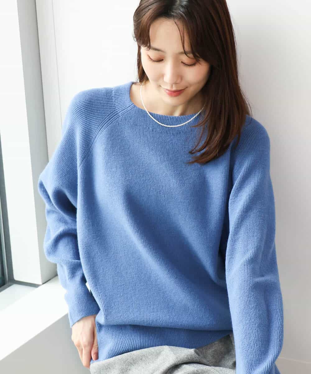 FKFDG67150 MK MICHEL KLEIN(MK ミッシェルクラン) [洗える]片畦編みラグランスリーブニット アイボリー