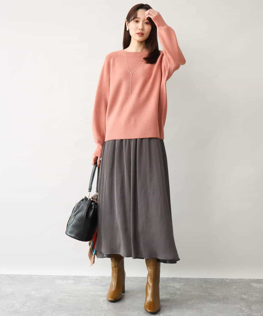 FKFDG67150 MK MICHEL KLEIN(MK ミッシェルクラン) [洗える]片畦編みラグランスリーブニット アイボリー