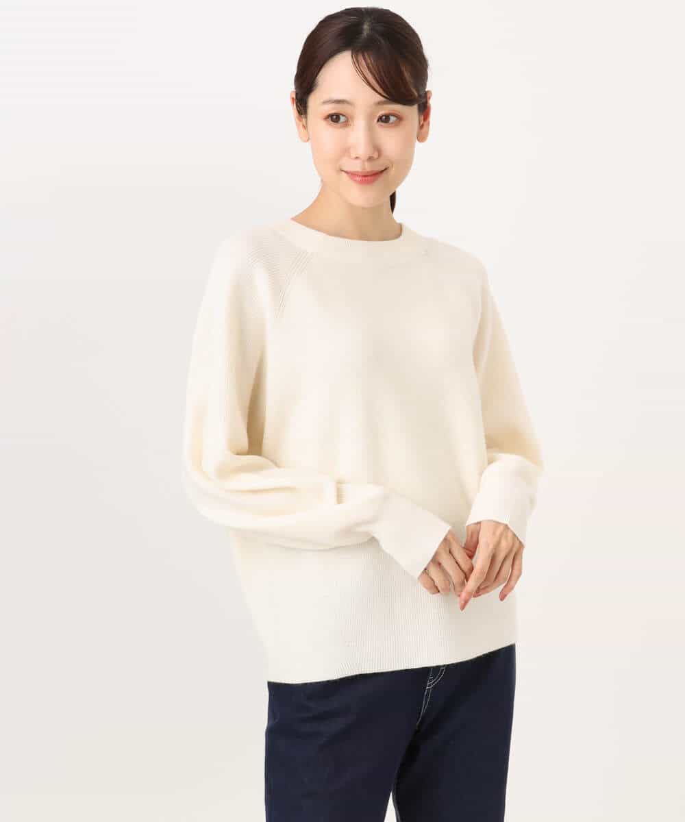 FKFDG67150 MK MICHEL KLEIN(MK ミッシェルクラン) [洗える]片畦編みラグランスリーブニット アイボリー