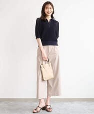 FKFGD42150 MK MICHEL KLEIN(MK ミッシェルクラン) [洗える]レーシー柄編み衿付きニット グリーン