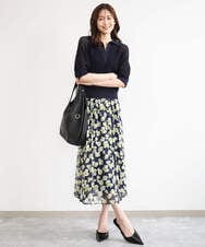 FKFGD42150 MK MICHEL KLEIN(MK ミッシェルクラン) [洗える]レーシー柄編み衿付きニット グリーン