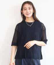 FKFGD43160 MK MICHEL KLEIN(MK ミッシェルクラン) [洗える]ワイドリブシアーニット×タンクトップ ツインセット ブルー