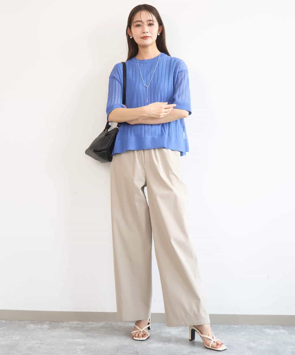 FKFGD43160 MK MICHEL KLEIN(MK ミッシェルクラン) [洗える]ワイドリブシアーニット×タンクトップ ツインセット ブルー