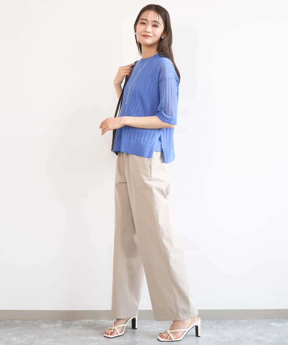 FKFGD43160 MK MICHEL KLEIN(MK ミッシェルクラン) [洗える]ワイドリブシアーニット×タンクトップ ツインセット ブルー