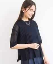 FKFGD43160 MK MICHEL KLEIN(MK ミッシェルクラン) [洗える]ワイドリブシアーニット×タンクトップ ツインセット ネイビー