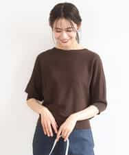 FKFGD44130 MK MICHEL KLEIN(MK ミッシェルクラン) [UVカット/洗える]鹿の子編みドルマンニット グリーン