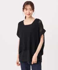 FKFGD50160 MK MICHEL KLEIN(MK ミッシェルクラン) [洗える]メッシュ編みニットベスト×タンクトップ ツインセット イエロー
