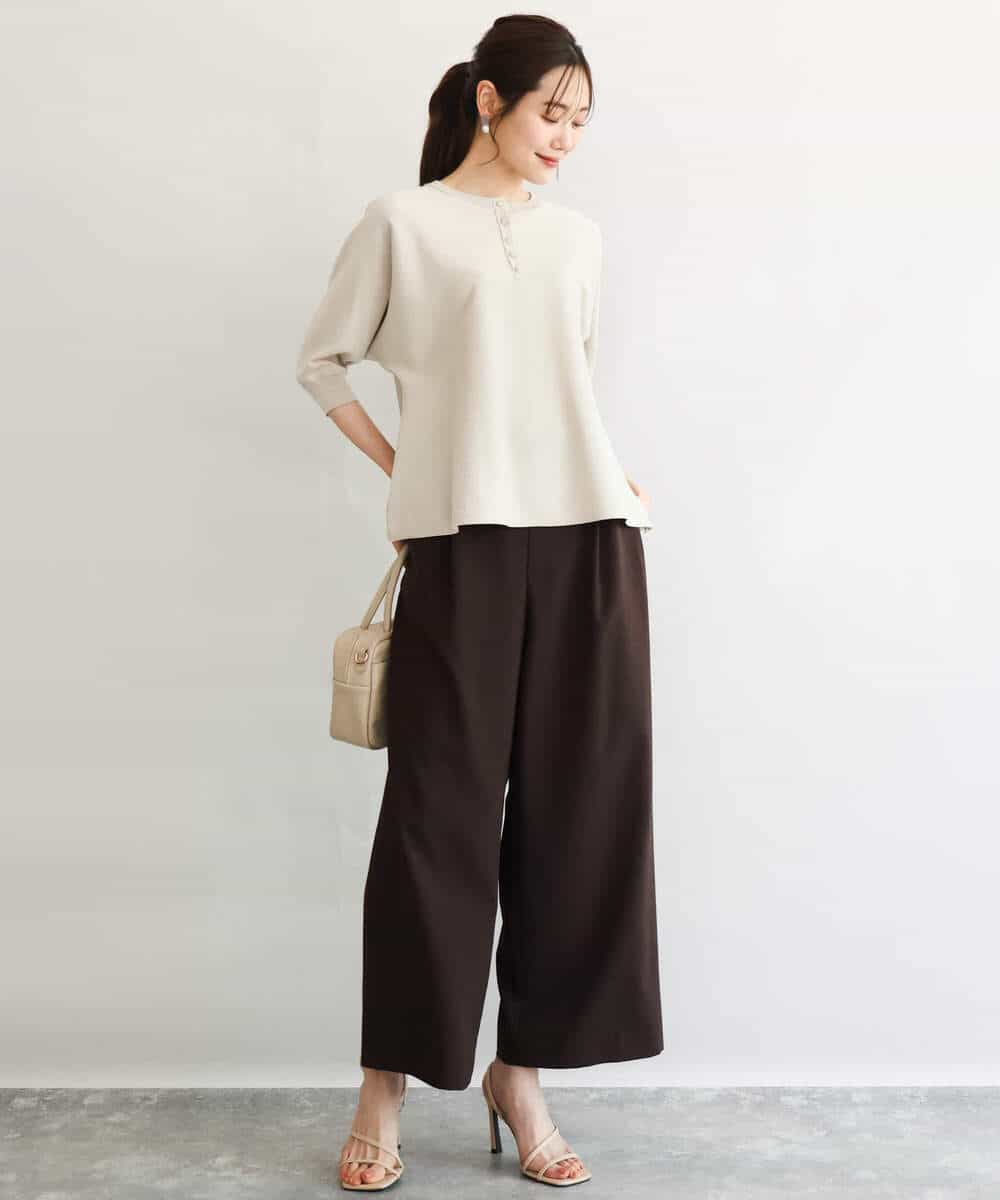 FKFGD52140 MK MICHEL KLEIN(MK ミッシェルクラン) [UVカット/接触冷感/洗える]金釦フレアシルエットドルマンニット ベージュ