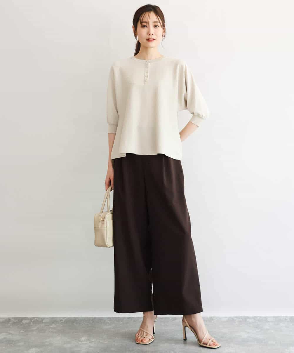 FKFGD52140 MK MICHEL KLEIN(MK ミッシェルクラン) [UVカット/接触冷感/洗える]金釦フレアシルエットドルマンニット ベージュ