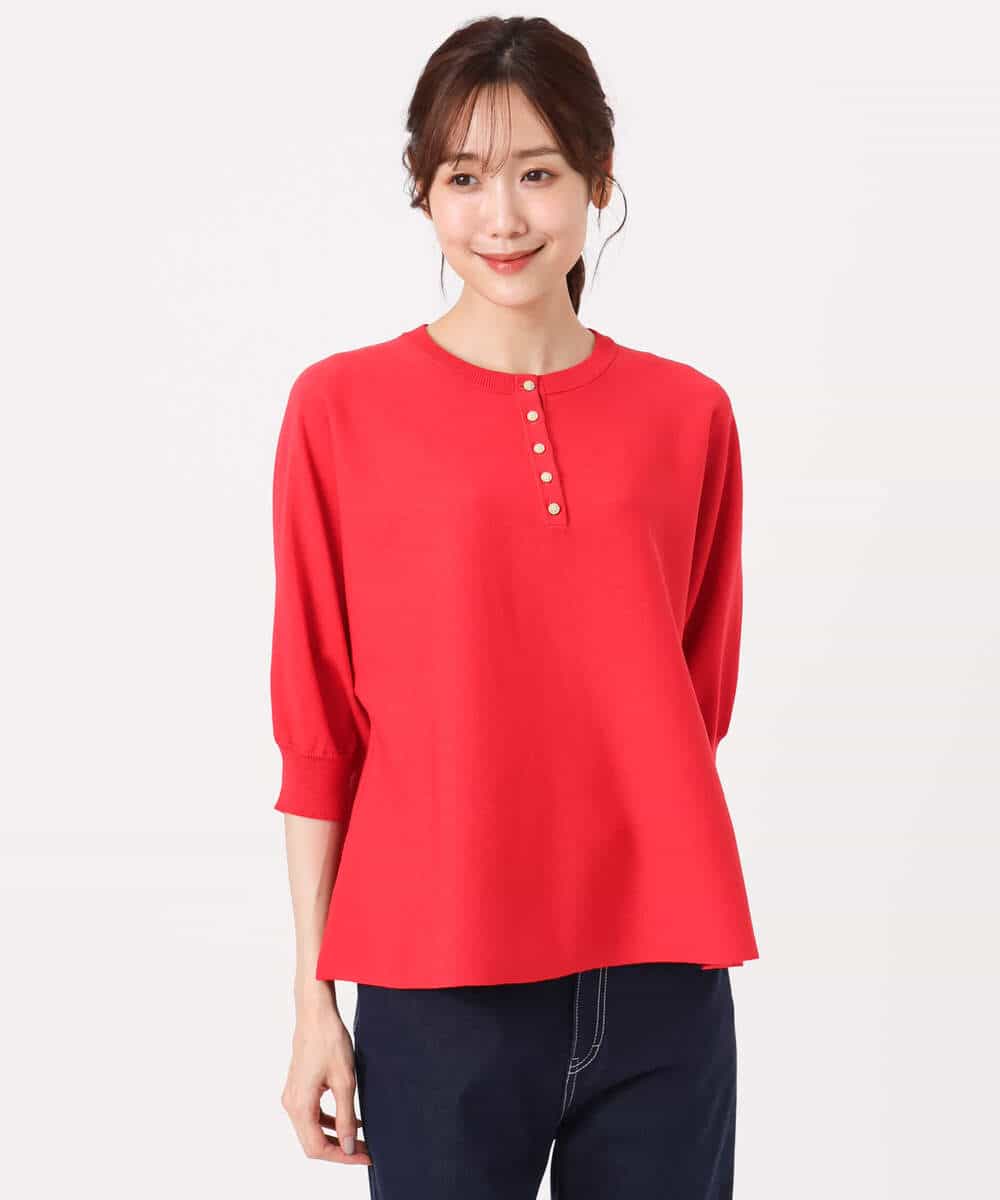 FKFGD52140 MK MICHEL KLEIN(MK ミッシェルクラン) [UVカット/接触冷感/洗える]金釦フレアシルエットドルマンニット ベージュ