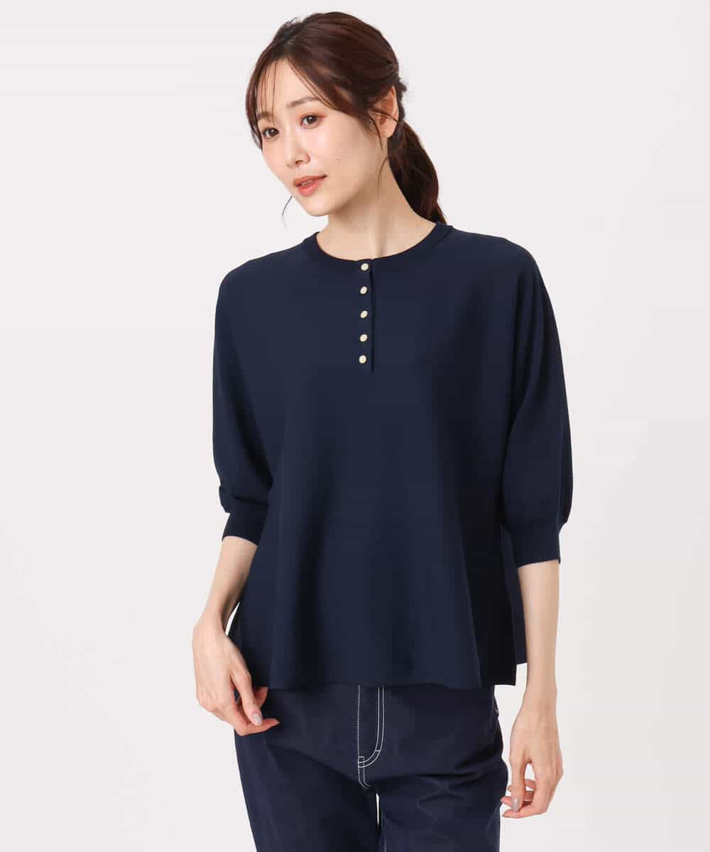 FKFGD52140 MK MICHEL KLEIN(MK ミッシェルクラン) [UVカット/接触冷感/洗える]金釦フレアシルエットドルマンニット ベージュ
