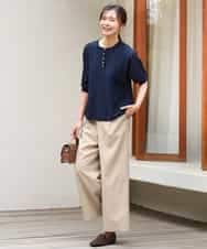 FKFGD52140 MK MICHEL KLEIN(MK ミッシェルクラン) [UVカット/接触冷感/洗える]金釦フレアシルエットドルマンニット ベージュ