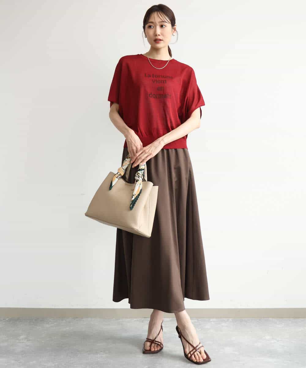 FKFJD21140 MK MICHEL KLEIN(MK ミッシェルクラン) [洗える]前後2wayラメロゴデザイン シアーニット ネイビー