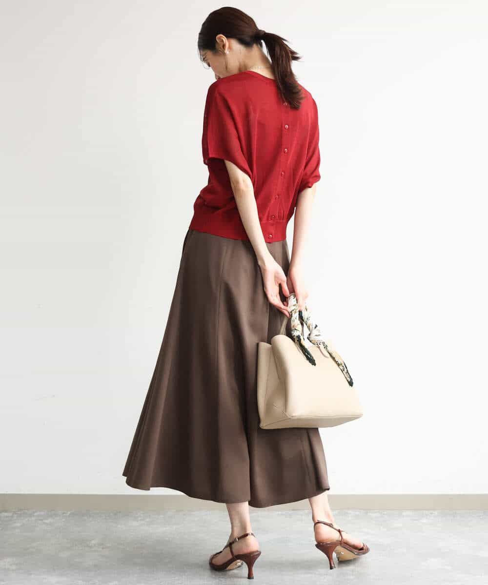 FKFJD21140 MK MICHEL KLEIN(MK ミッシェルクラン) [洗える]前後2wayラメロゴデザイン シアーニット ネイビー