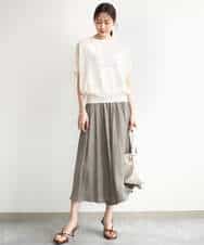 FKFJD21140 MK MICHEL KLEIN(MK ミッシェルクラン) [洗える]前後2wayラメロゴデザイン シアーニット ネイビー