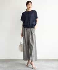 FKFJD21140 MK MICHEL KLEIN(MK ミッシェルクラン) [洗える]前後2wayラメロゴデザイン シアーニット ネイビー