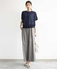FKFJD21140 MK MICHEL KLEIN(MK ミッシェルクラン) [洗える]前後2wayラメロゴデザイン シアーニット ネイビー