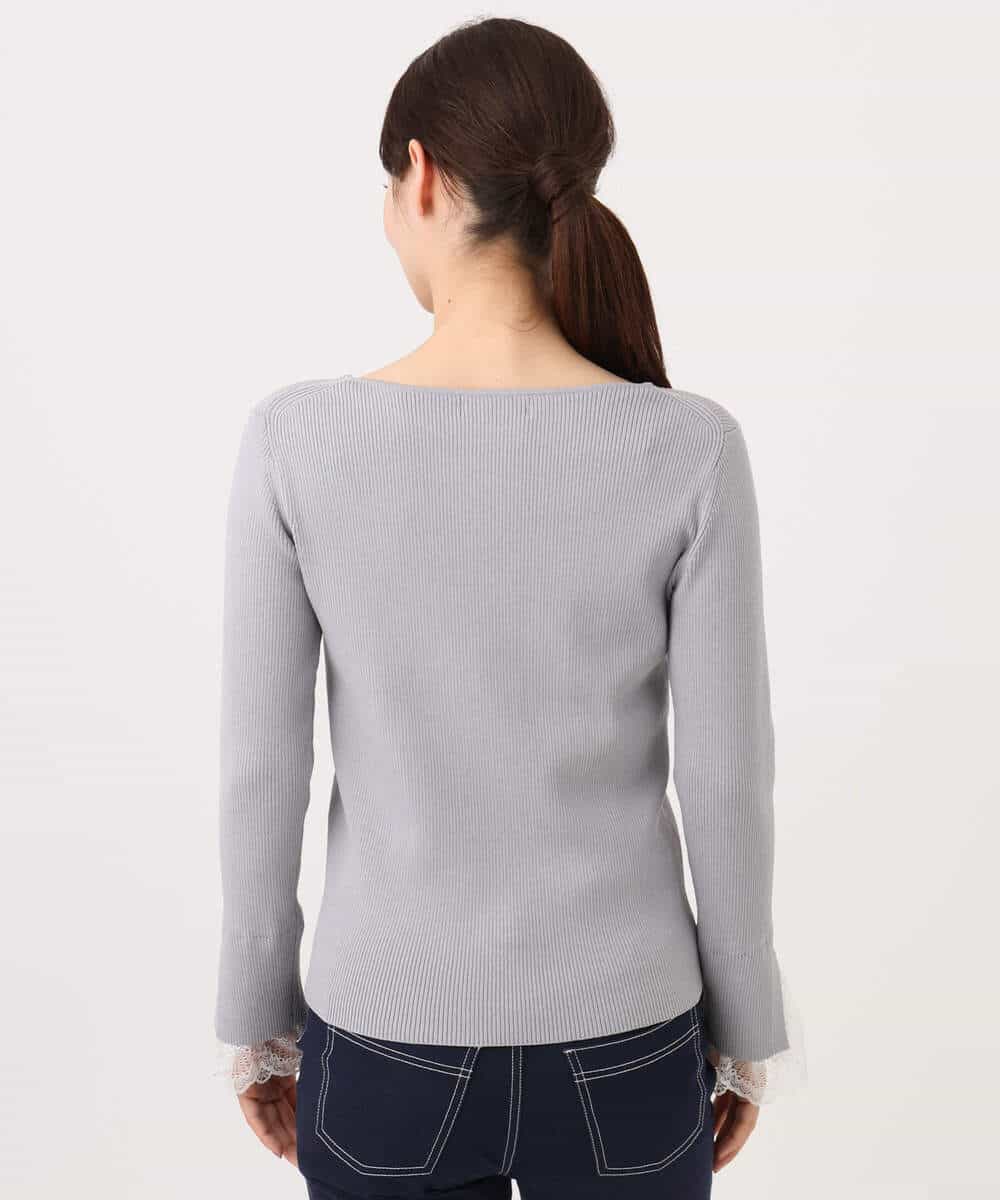 FKFJD31130 MK MICHEL KLEIN(MK ミッシェルクラン) [洗える]袖レースデザインリブニット グレー