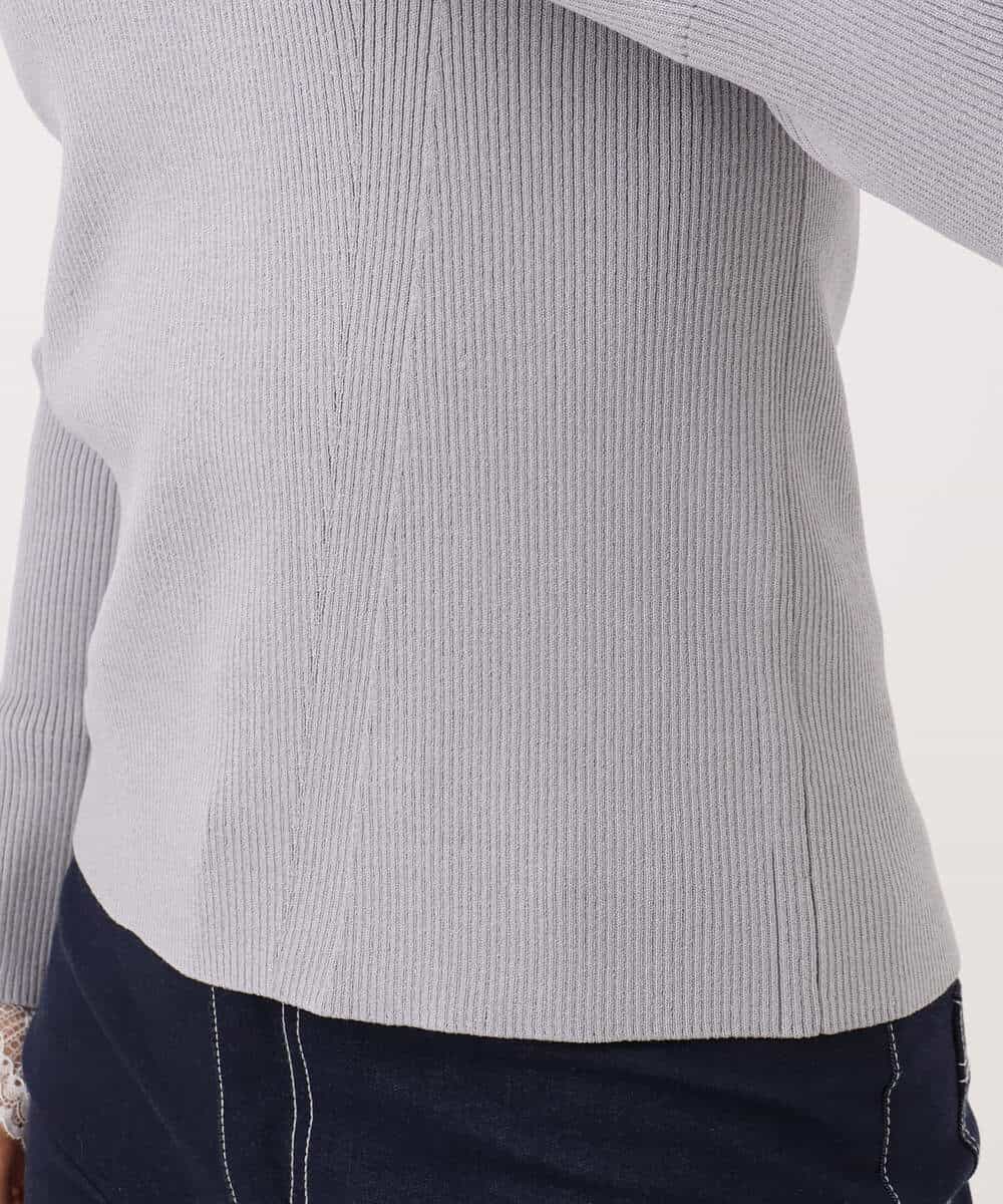 FKFJD31130 MK MICHEL KLEIN(MK ミッシェルクラン) [洗える]袖レースデザインリブニット グレー