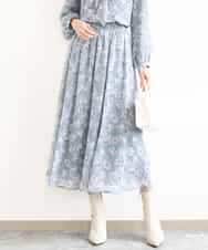 FKHGD01140 MK MICHEL KLEIN(MK ミッシェルクラン) [洗える]花柄シフォンスカート ミントブルー