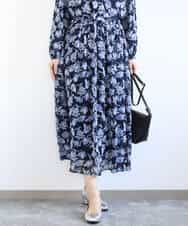 FKHGD01140 MK MICHEL KLEIN(MK ミッシェルクラン) [洗える]花柄シフォンスカート ミントブルー