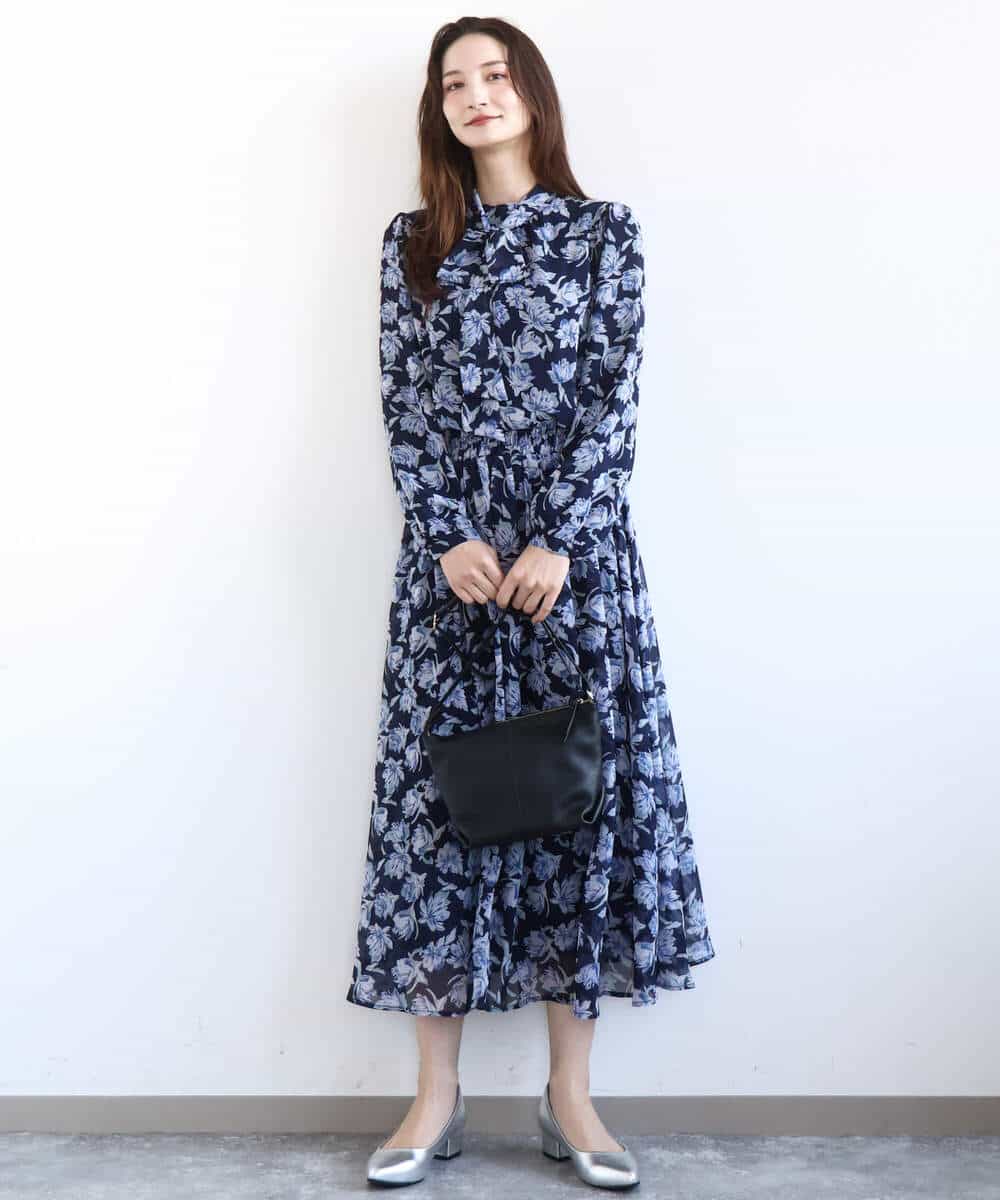 FKHGD01140 MK MICHEL KLEIN(MK ミッシェルクラン) [洗える]花柄シフォンスカート ミントブルー