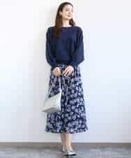 FKHGD01140 MK MICHEL KLEIN(MK ミッシェルクラン) [洗える]花柄シフォンスカート ミントブルー