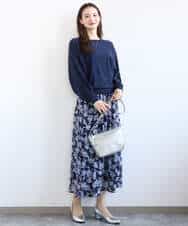FKHGD01140 MK MICHEL KLEIN(MK ミッシェルクラン) [洗える]花柄シフォンスカート ミントブルー