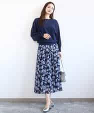 FKHGD01140 MK MICHEL KLEIN(MK ミッシェルクラン) [洗える]花柄シフォンスカート ミントブルー