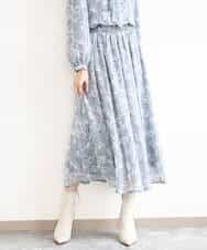 FKHGD01140 MK MICHEL KLEIN(MK ミッシェルクラン) [洗える]花柄シフォンスカート ミントブルー