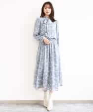 FKHGD01140 MK MICHEL KLEIN(MK ミッシェルクラン) [洗える]花柄シフォンスカート ミントブルー