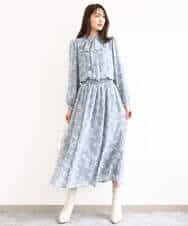 FKHGD01140 MK MICHEL KLEIN(MK ミッシェルクラン) [洗える]花柄シフォンスカート ミントブルー