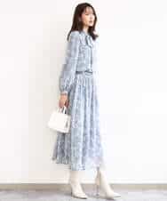 FKHGD01140 MK MICHEL KLEIN(MK ミッシェルクラン) [洗える]花柄シフォンスカート ミントブルー