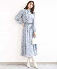 FKHGD01140 MK MICHEL KLEIN(MK ミッシェルクラン) [洗える]花柄シフォンスカート ミントブルー