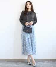 FKHGD01140 MK MICHEL KLEIN(MK ミッシェルクラン) [洗える]花柄シフォンスカート ミントブルー