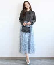 FKHGD01140 MK MICHEL KLEIN(MK ミッシェルクラン) [洗える]花柄シフォンスカート ミントブルー