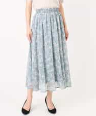 FKHGD01140 MK MICHEL KLEIN(MK ミッシェルクラン) [洗える]花柄シフォンスカート ミントブルー