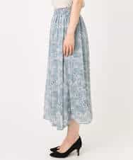 FKHGD01140 MK MICHEL KLEIN(MK ミッシェルクラン) [洗える]花柄シフォンスカート ミントブルー