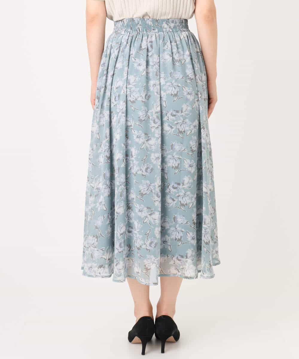 FKHGD01140 MK MICHEL KLEIN(MK ミッシェルクラン) [洗える]花柄シフォンスカート ミントブルー