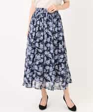 FKHGD01140 MK MICHEL KLEIN(MK ミッシェルクラン) [洗える]花柄シフォンスカート ミントブルー
