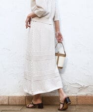 FKHGD02170 MK MICHEL KLEIN(MK ミッシェルクラン) [洗える]アイレット編みクロシェ風ニットスカート ベージュ