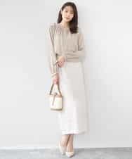 FKHGD02170 MK MICHEL KLEIN(MK ミッシェルクラン) [洗える]アイレット編みクロシェ風ニットスカート ブラウン