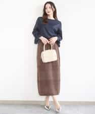 FKHGD02170 MK MICHEL KLEIN(MK ミッシェルクラン) [洗える]アイレット編みクロシェ風ニットスカート ブラウン