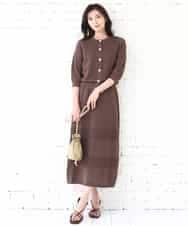 FKHGD02170 MK MICHEL KLEIN(MK ミッシェルクラン) [洗える]アイレット編みクロシェ風ニットスカート ブラウン