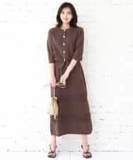 FKHGD02170 MK MICHEL KLEIN(MK ミッシェルクラン) [洗える]アイレット編みクロシェ風ニットスカート ブラウン