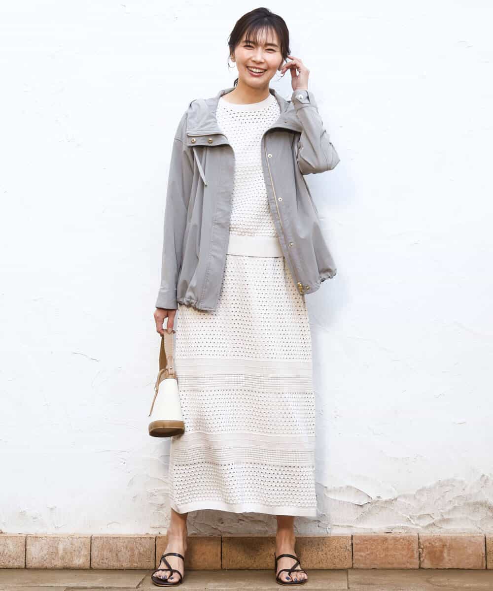 FKHGD02170 MK MICHEL KLEIN(MK ミッシェルクラン) [洗える]アイレット編みクロシェ風ニットスカート ブラウン
