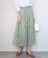 FKHGD05140 MK MICHEL KLEIN(MK ミッシェルクラン) [洗える]花柄シフォンスカート ミント