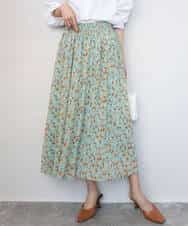 FKHGD05140 MK MICHEL KLEIN(MK ミッシェルクラン) [洗える]花柄シフォンスカート ネイビー
